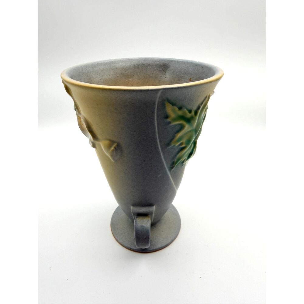 Rare Vintage Roseville Poppy Art Pottery Vase 866-6 Soft Blue Yellow 1930s Decor - Picture 6 of 13